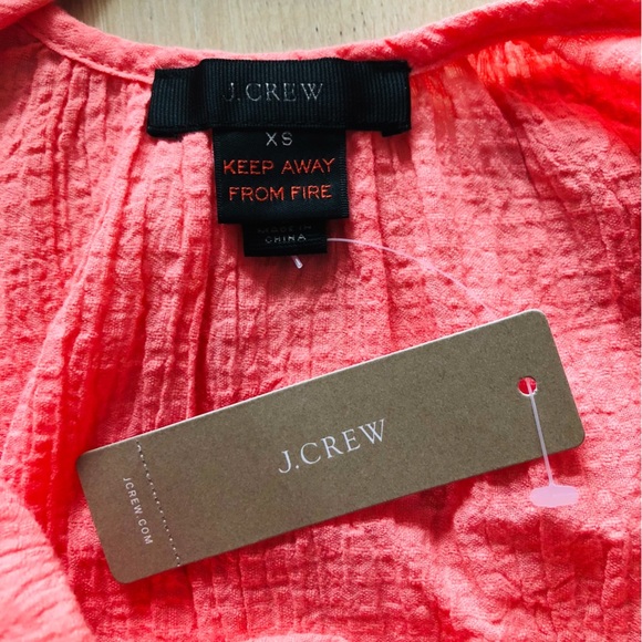 NWT J. Crew Beach Cover Up Tunic Dress in Salmon/ Neon Orange Size XS - Picture 3 of 7